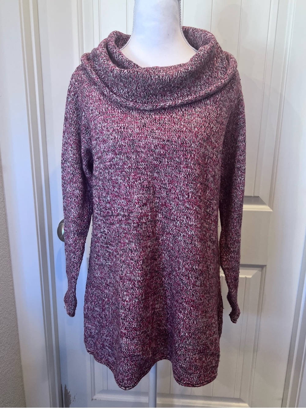 Pure Jill Cozy Marled Cowl Neck Slouchy Boyfriend Sweater Sz XS PTP 19”